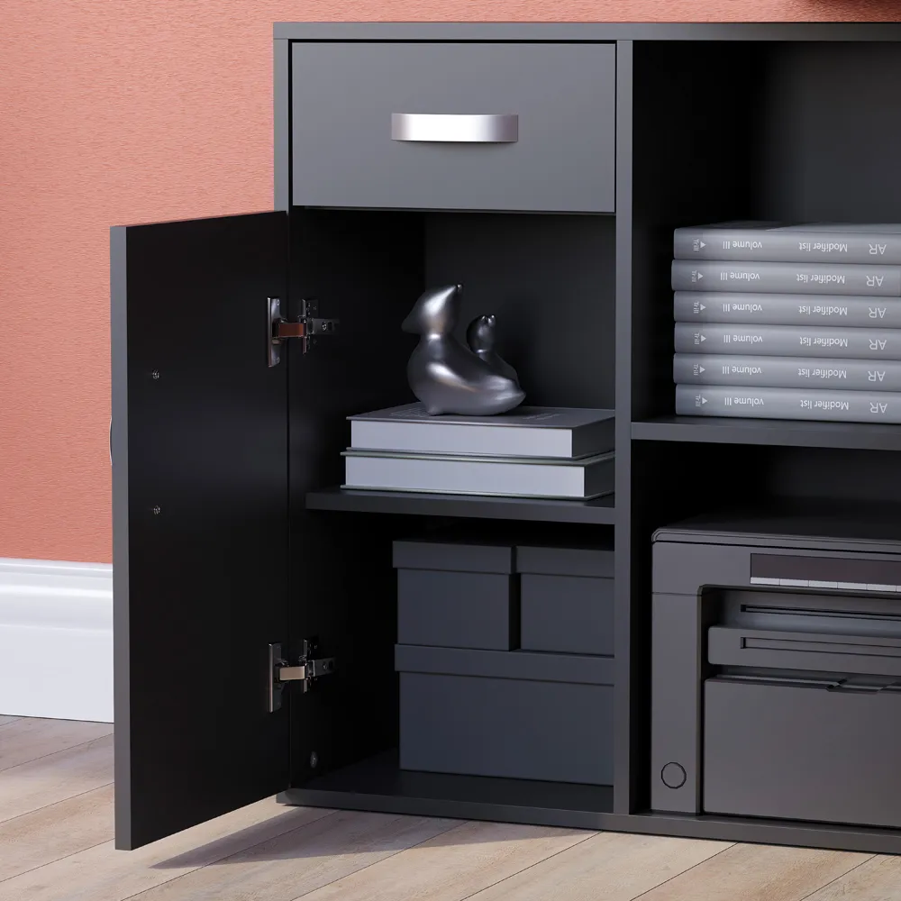 Longton Adjustable Computer Desk with Storage - Black