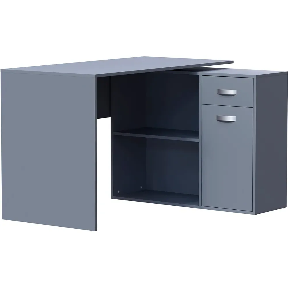 Longton Adjustable Computer Desk with Storage - Grey