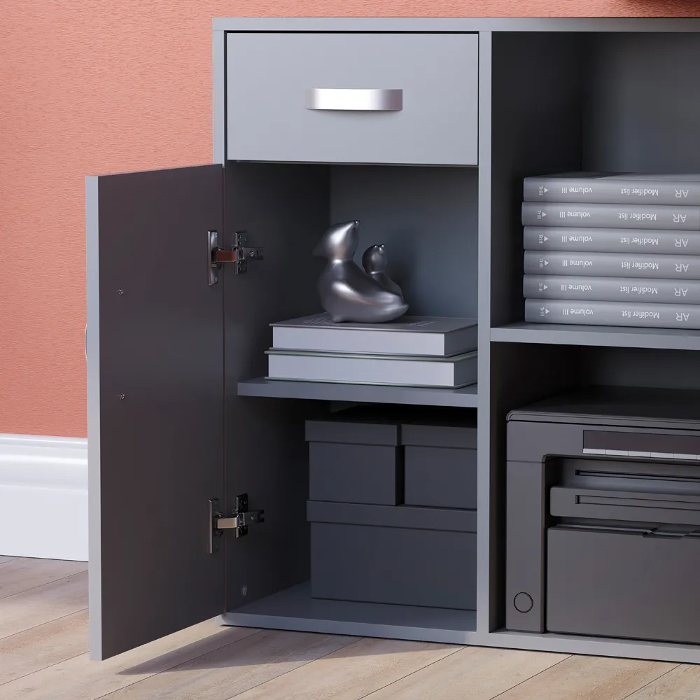 Longton Adjustable Computer Desk with Storage - Grey