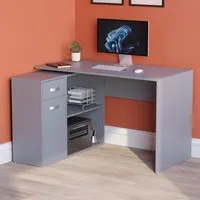 Longton Adjustable Computer Desk with Storage - Grey