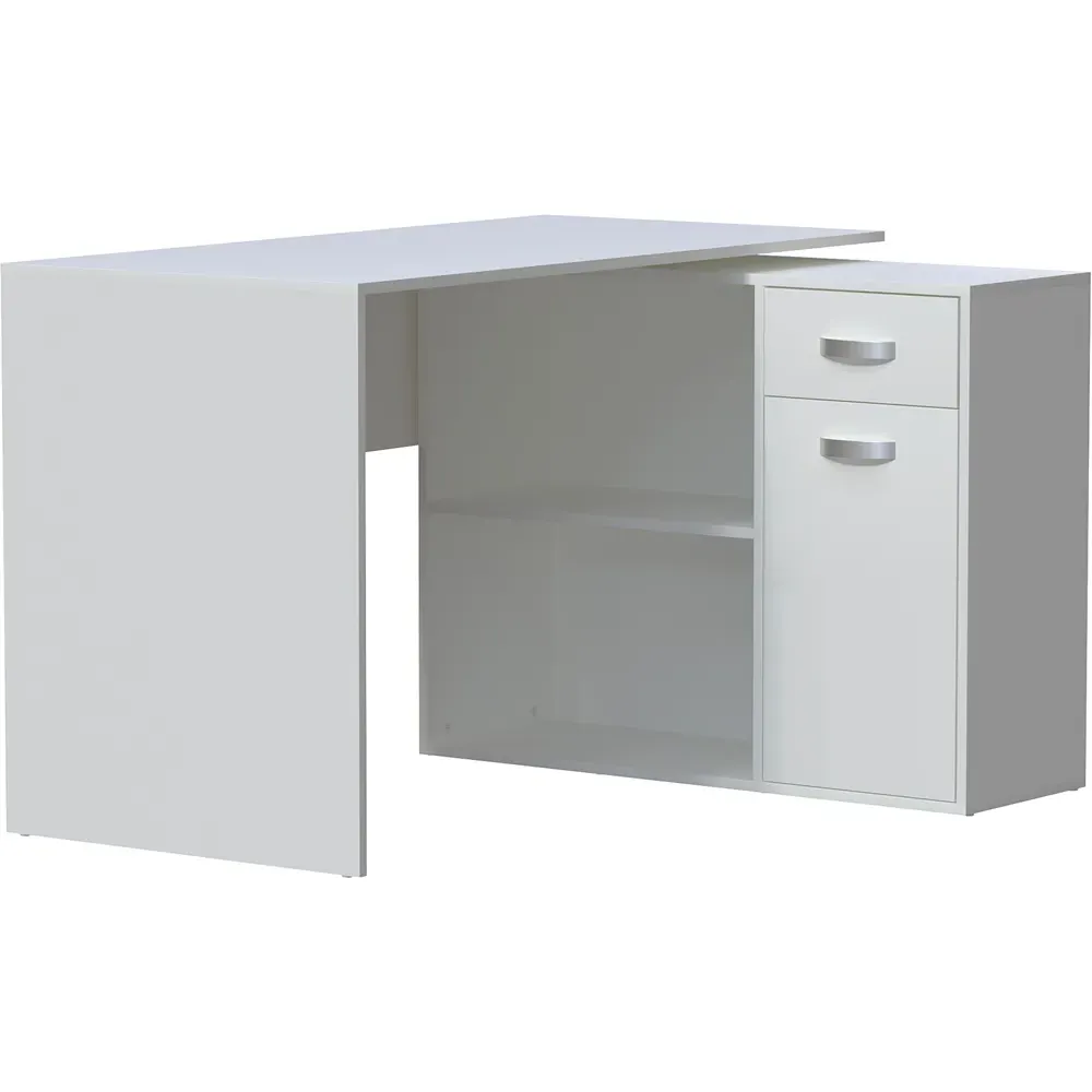 Longton Adjustable Computer Desk with Storage - White
