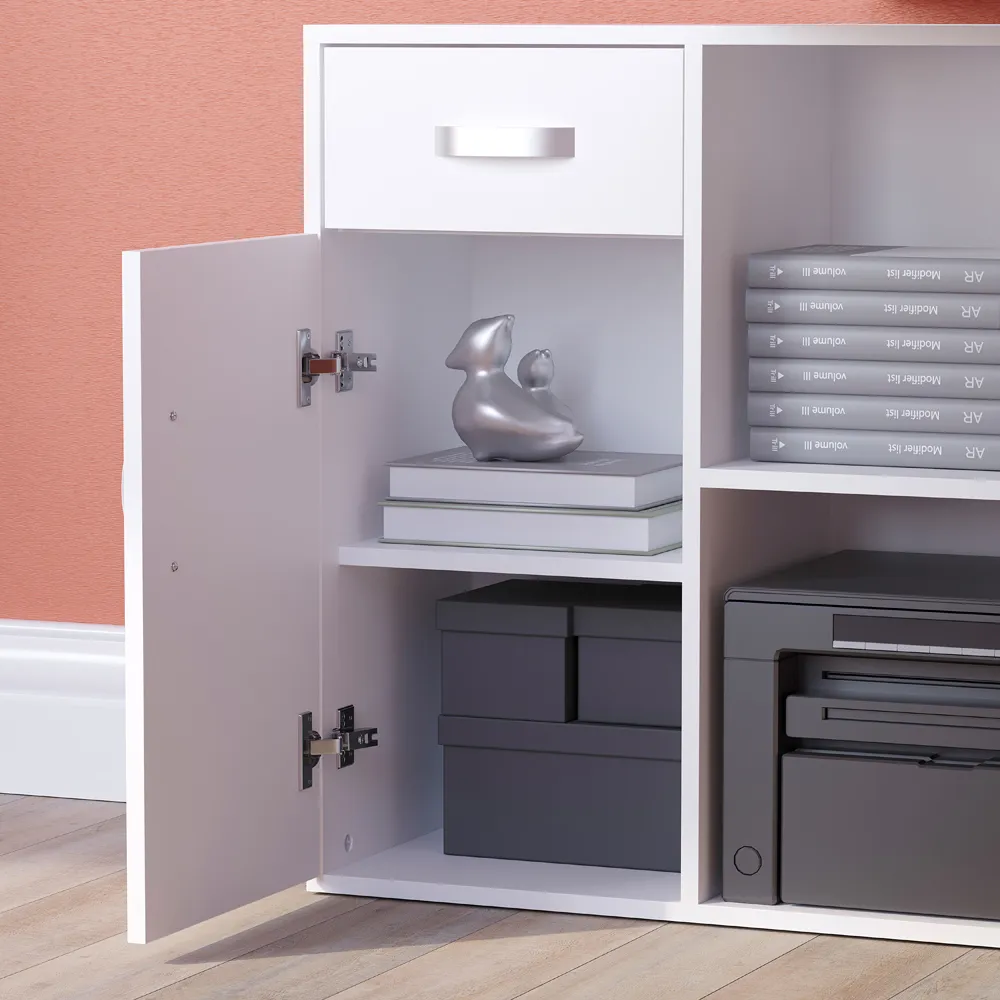 Longton Adjustable Computer Desk with Storage - White