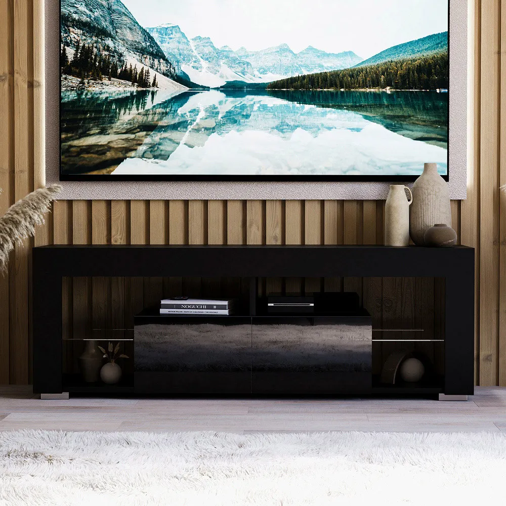 Luna 2 Drawer 2 Shelf LED TV Unit - Black