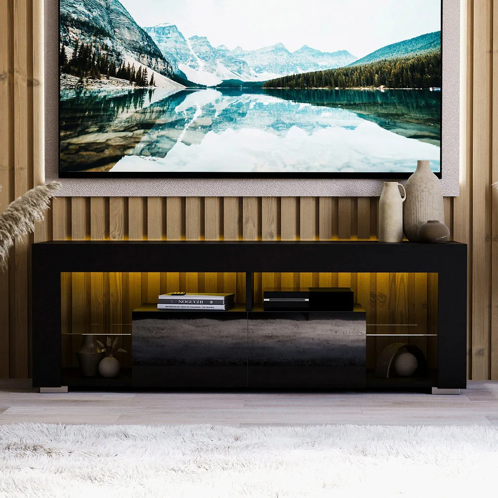 Luna 2 Drawer 2 Shelf LED TV Unit - Black