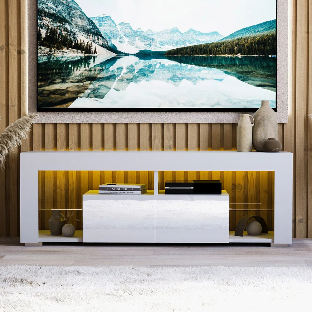 Luna 2 Drawer 2 Shelf LED TV Unit - White