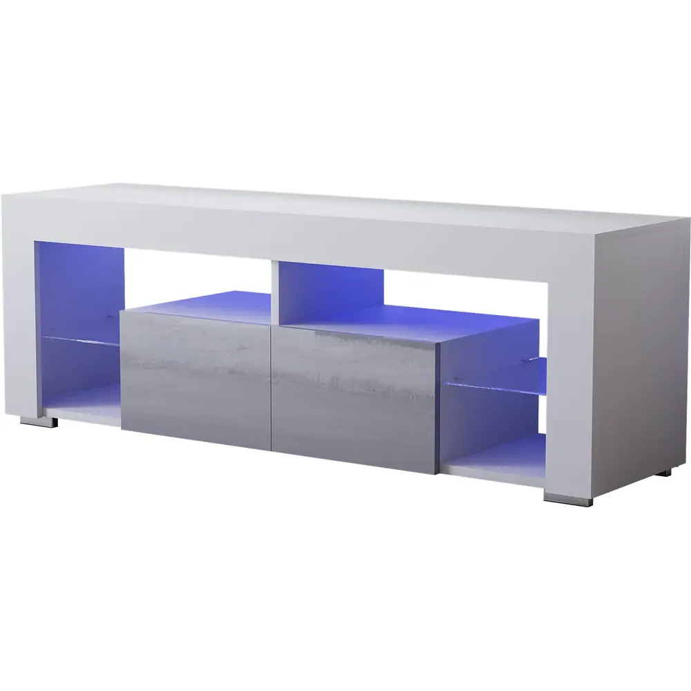 Luna 2 Drawer 2 Shelf LED TV Unit - White, Grey