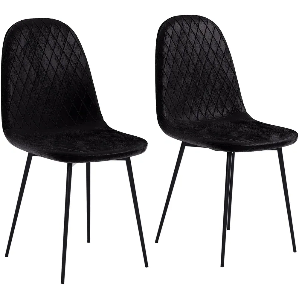 Luton Set of 2 Dining Chairs - Black, Fabric