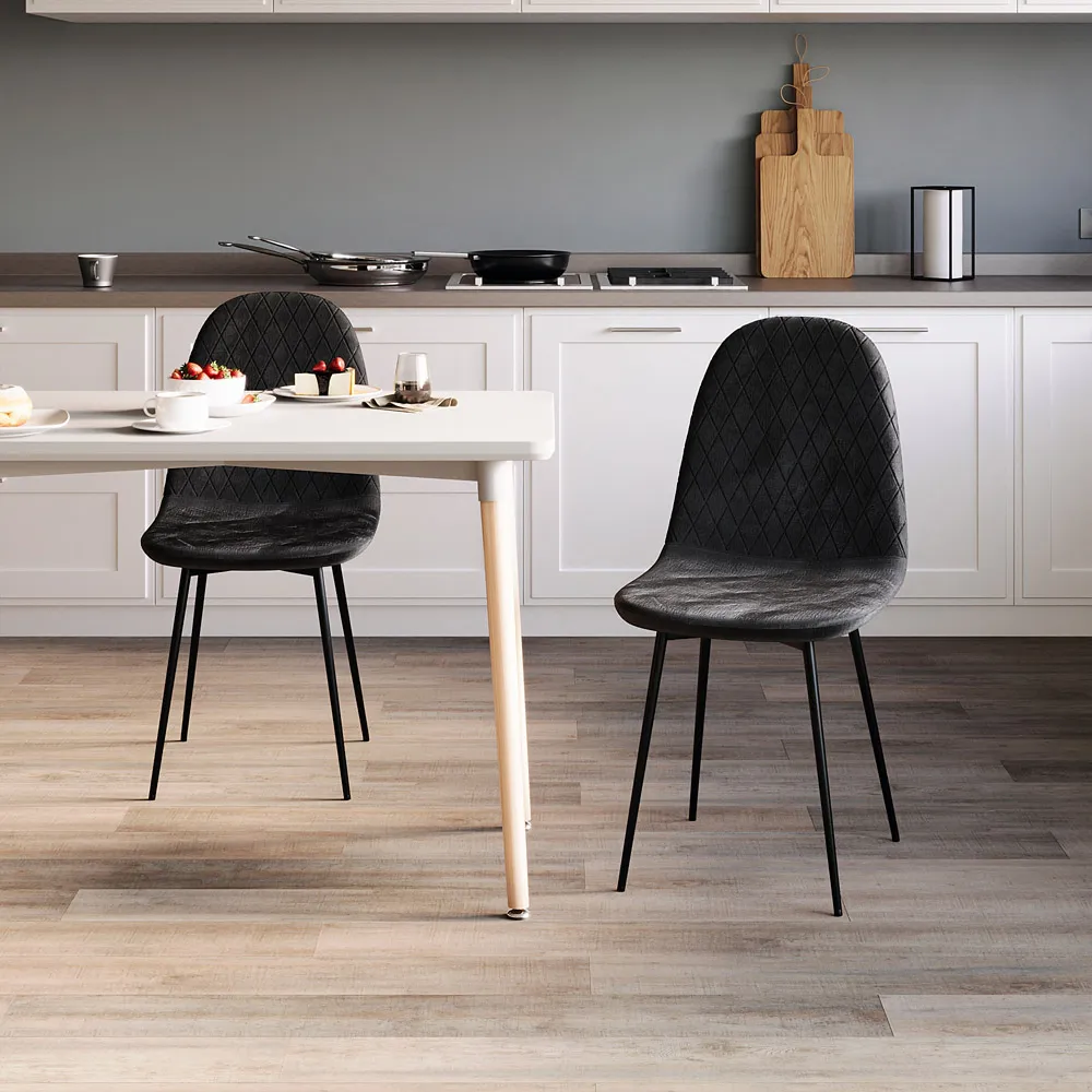 Luton Set of 2 Dining Chairs - Black, Fabric