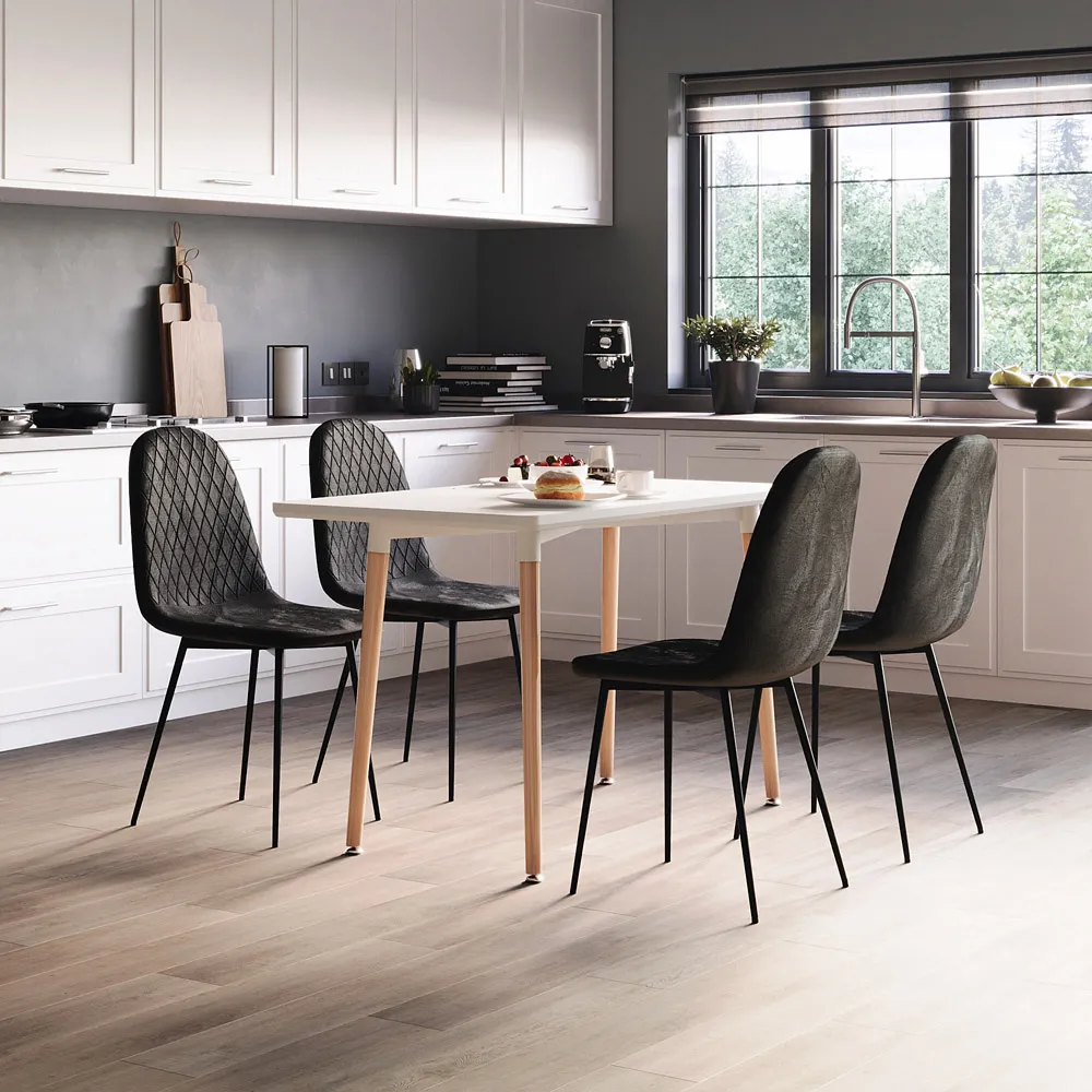 Luton Set of 2 Dining Chairs - Black, Fabric