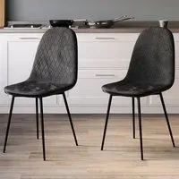 Luton Set of 2 Dining Chairs - Black, Fabric