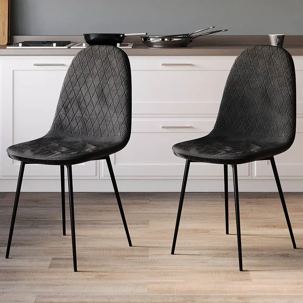 Luton Set of 2 Dining Chairs - Black, Fabric image