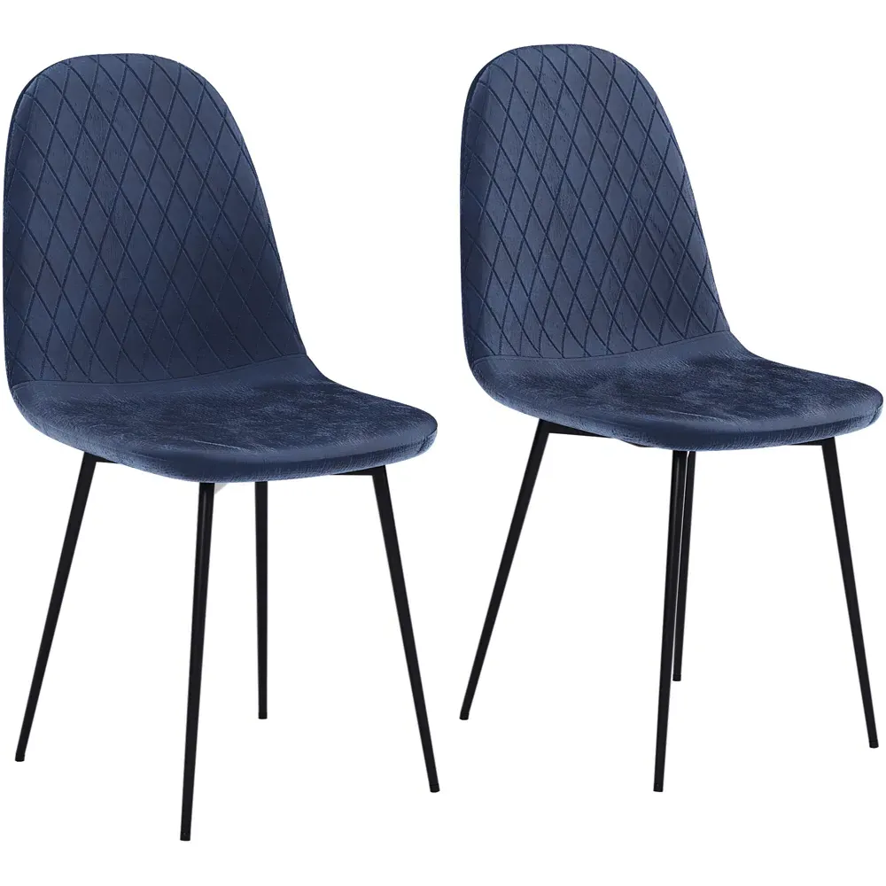 Luton Set of 2 Dining Chairs - Blue, Fabric