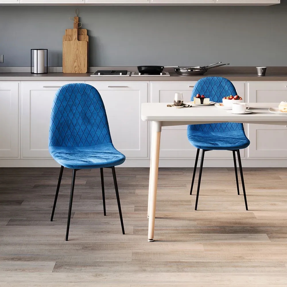 Luton Set of 2 Dining Chairs - Blue, Fabric
