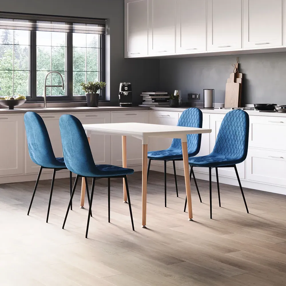 Luton Set of 2 Dining Chairs - Blue, Fabric