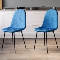 Luton Set of 2 Dining Chairs - Blue, Fabric