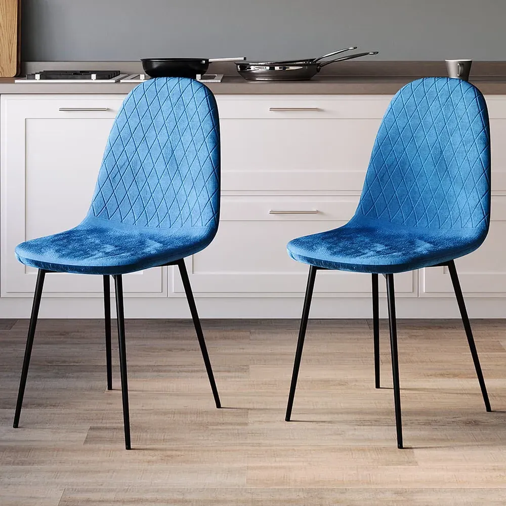 Luton Set of 2 Dining Chairs - Blue, Fabric