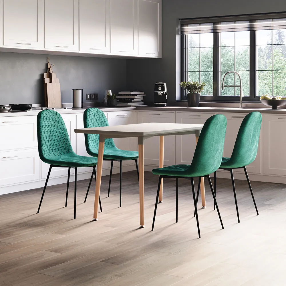 Luton Set of 2 Dining Chairs - Green, Fabric