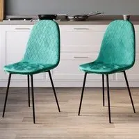 Luton Set of 2 Dining Chairs - Green, Fabric