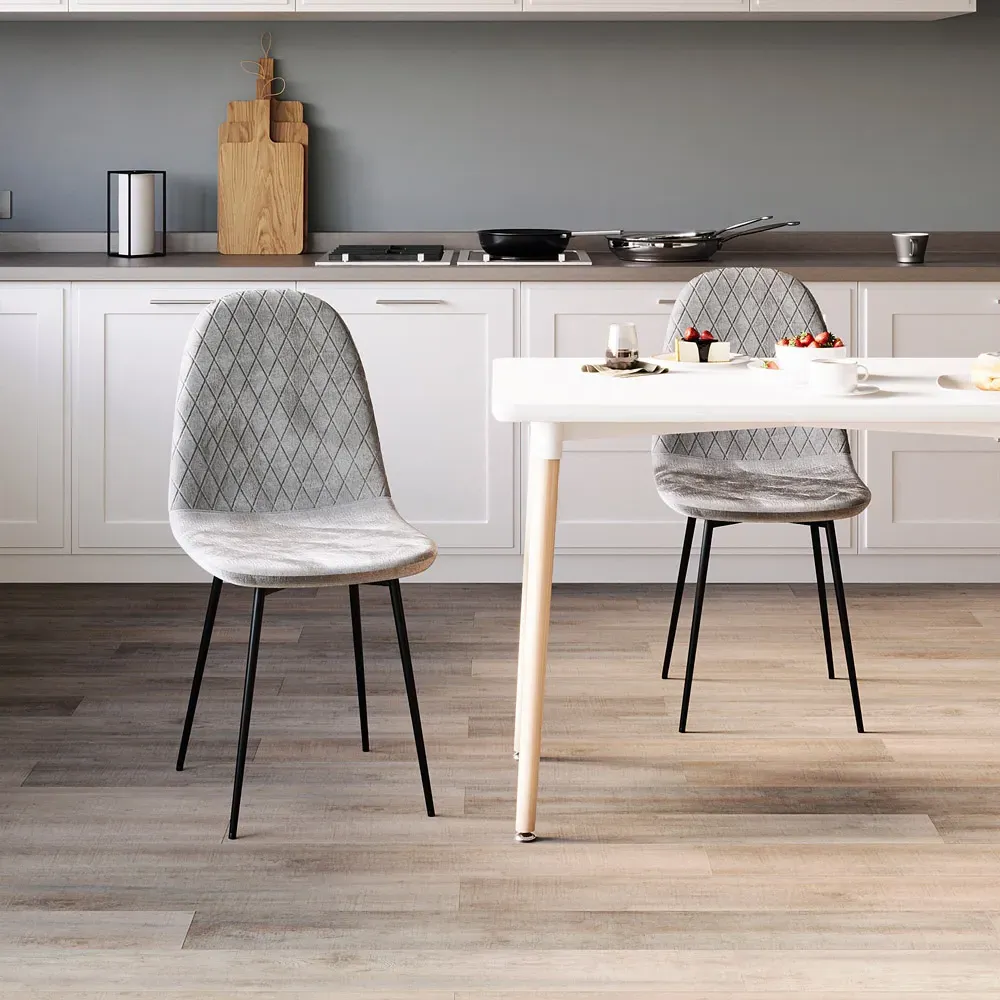 Luton Set of 2 Dining Chairs - Grey, Fabric