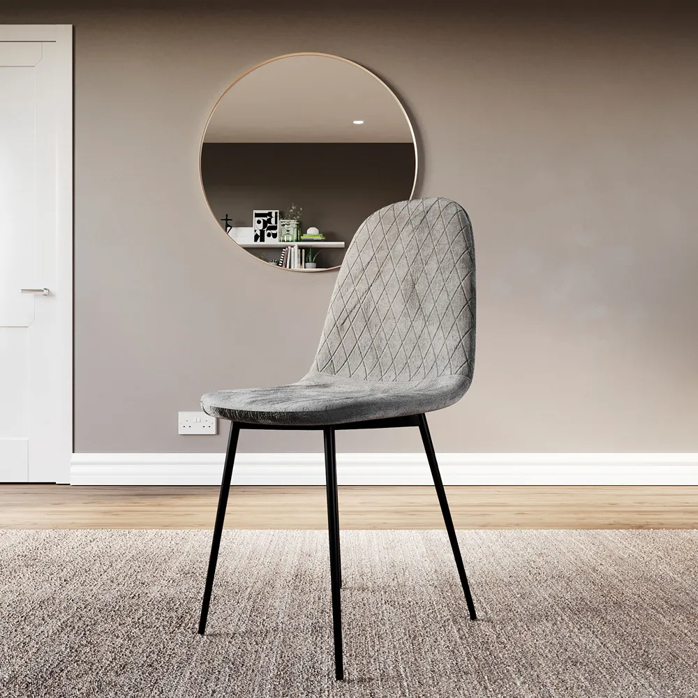 Luton Set of 2 Dining Chairs - Grey, Fabric