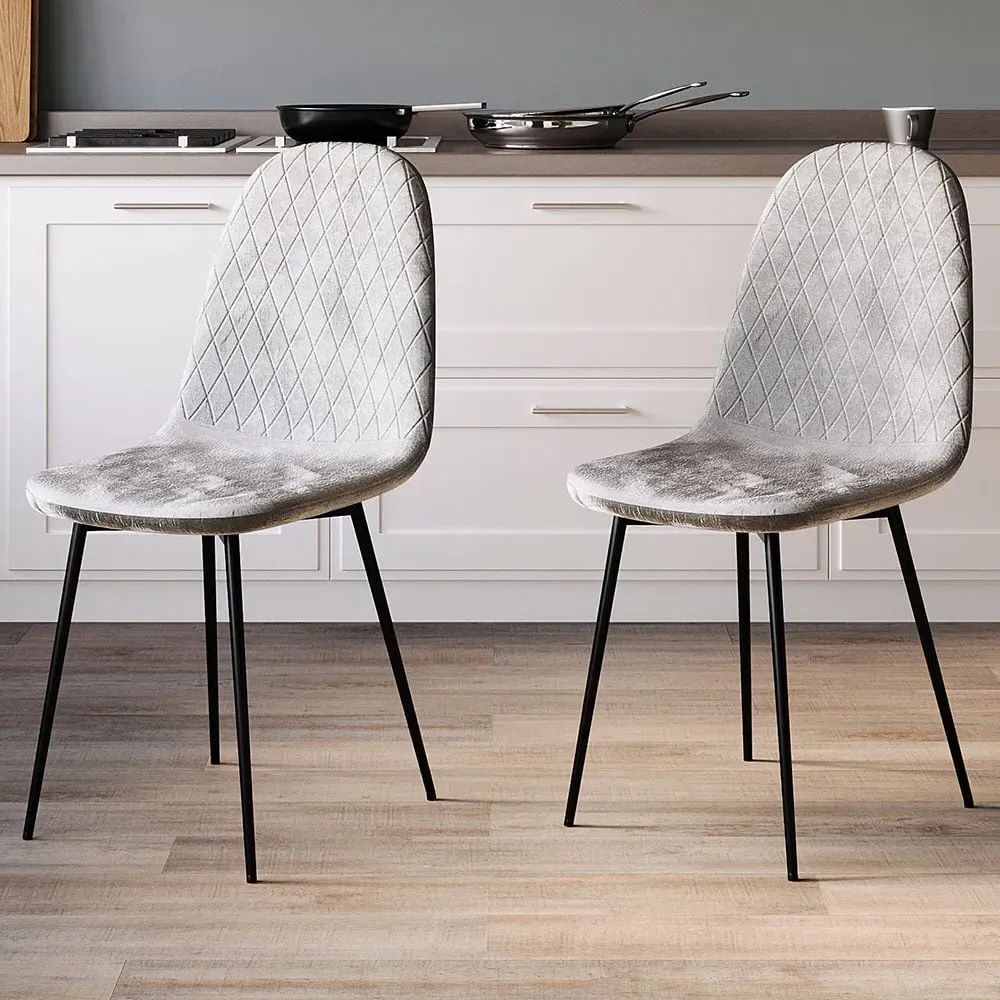 Luton Set of 2 Dining Chairs - Grey, Fabric
