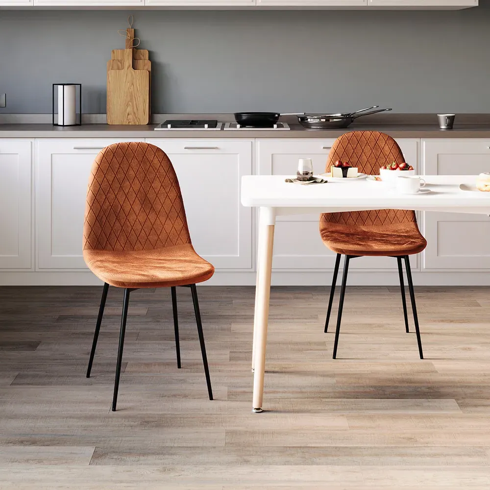 Luton Set of 2 Dining Chairs - Orange, Fabric