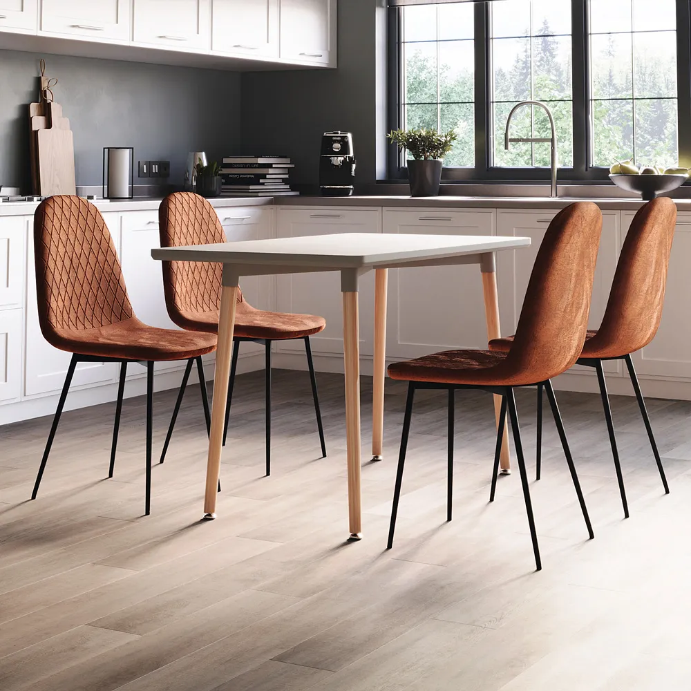 Luton Set of 2 Dining Chairs - Orange, Fabric