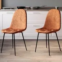 Luton Set of 2 Dining Chairs - Orange, Fabric