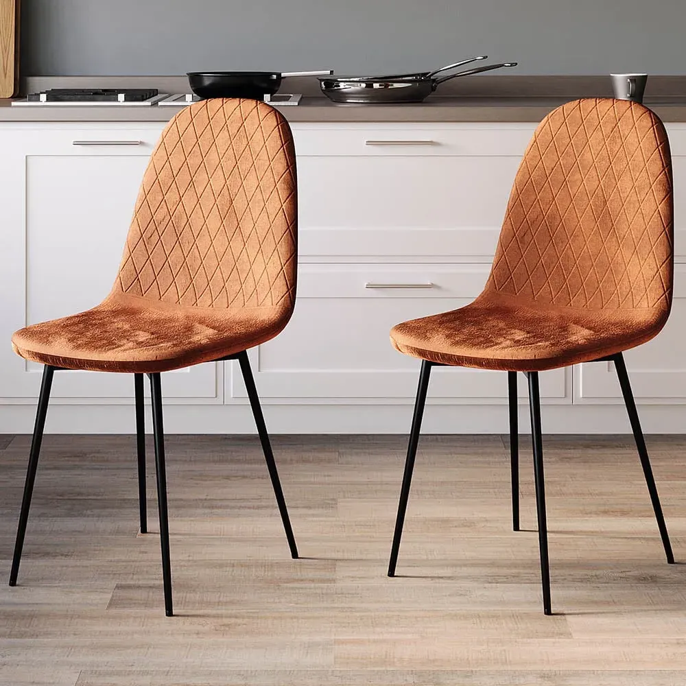 Luton Set of 2 Dining Chairs - Orange, Fabric
