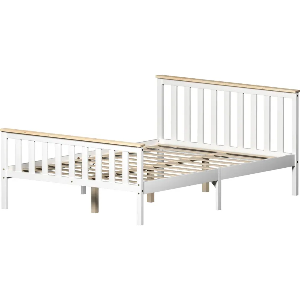 Milan Double High Foot Bed Frame - White, Pine