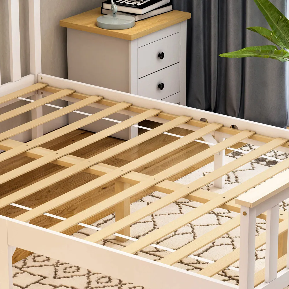 Milan Double High Foot Bed Frame - White, Pine