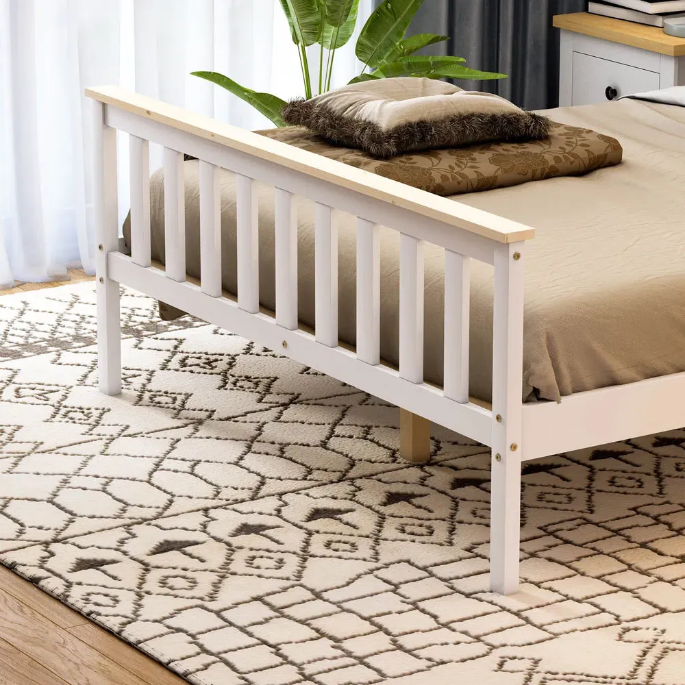 Milan Double High Foot Bed Frame - White, Pine