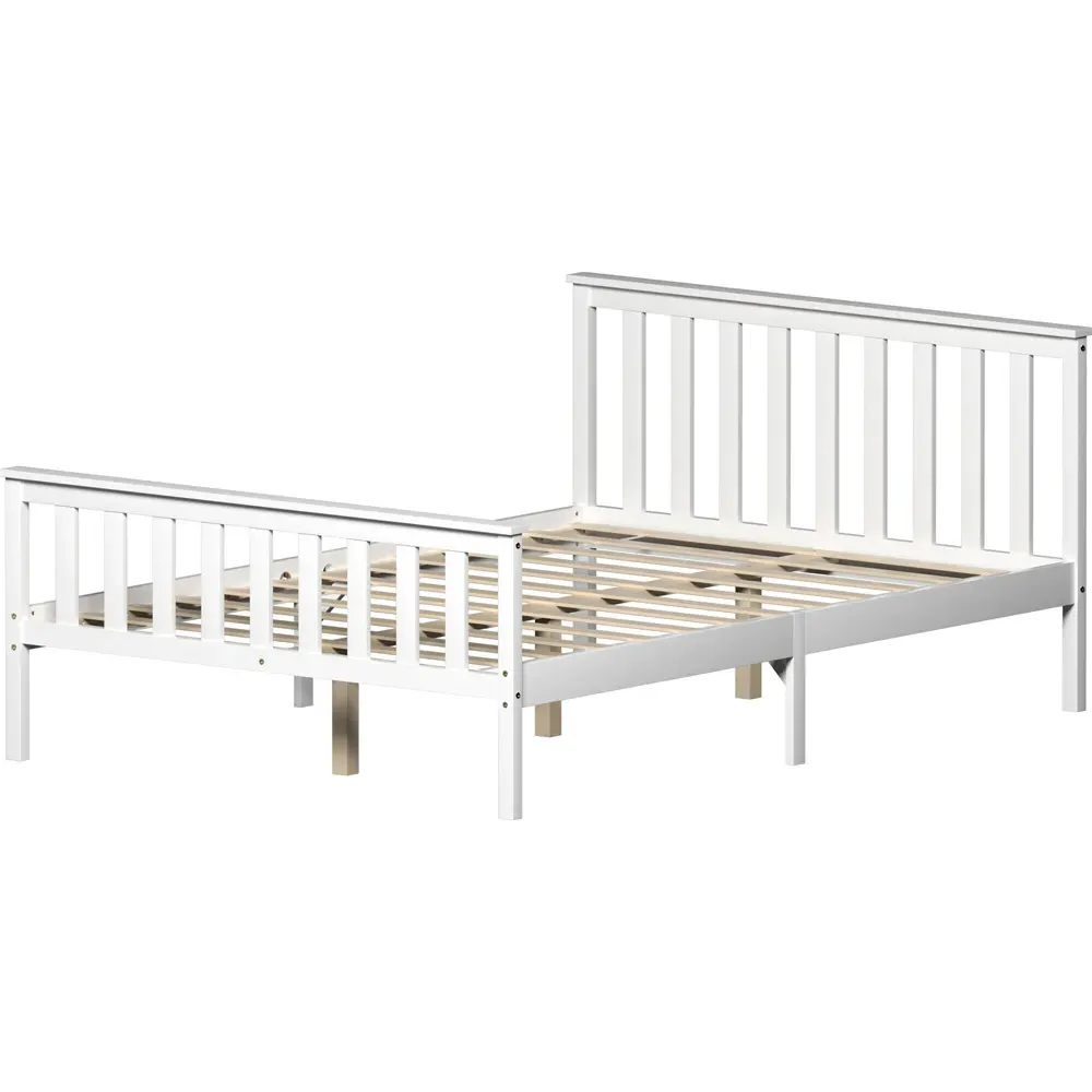 Milan Double High Foot Bed Frame - White, Pine