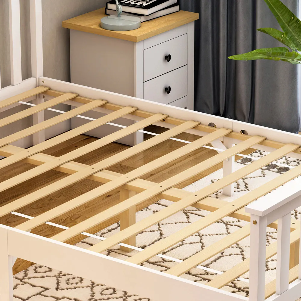 Milan Double High Foot Bed Frame - White, Pine