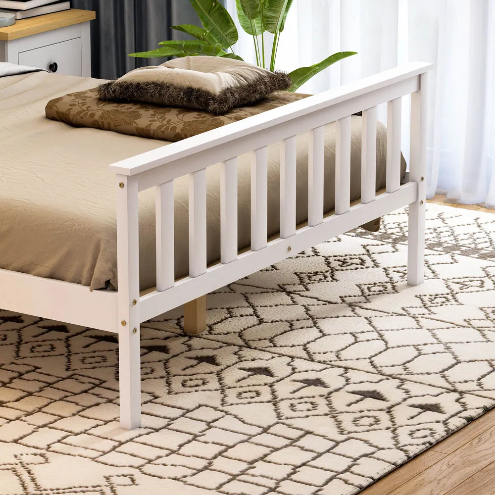 Milan Double High Foot Bed Frame - White, Pine