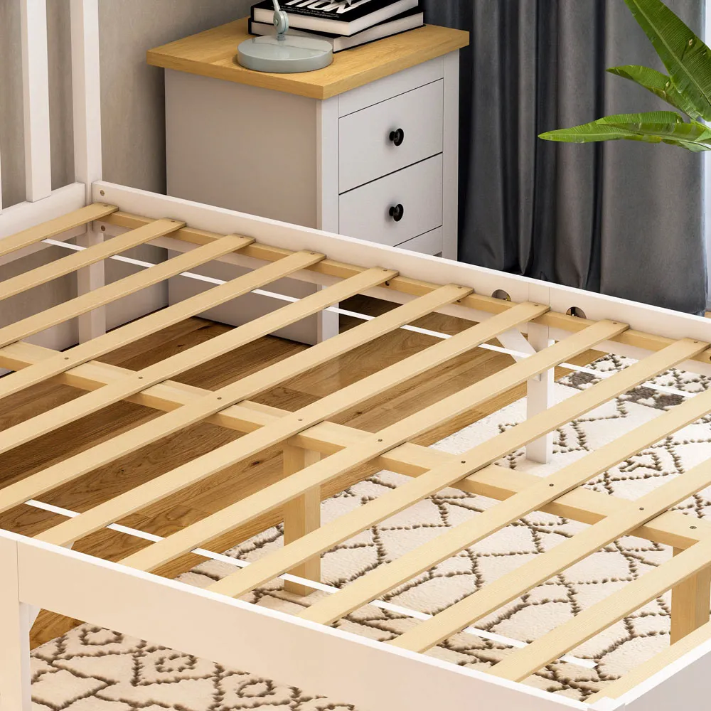 Milan Double Low Foot Bed Frame - White, Pine