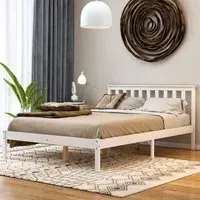 Milan Double Low Foot Bed Frame - White, Pine