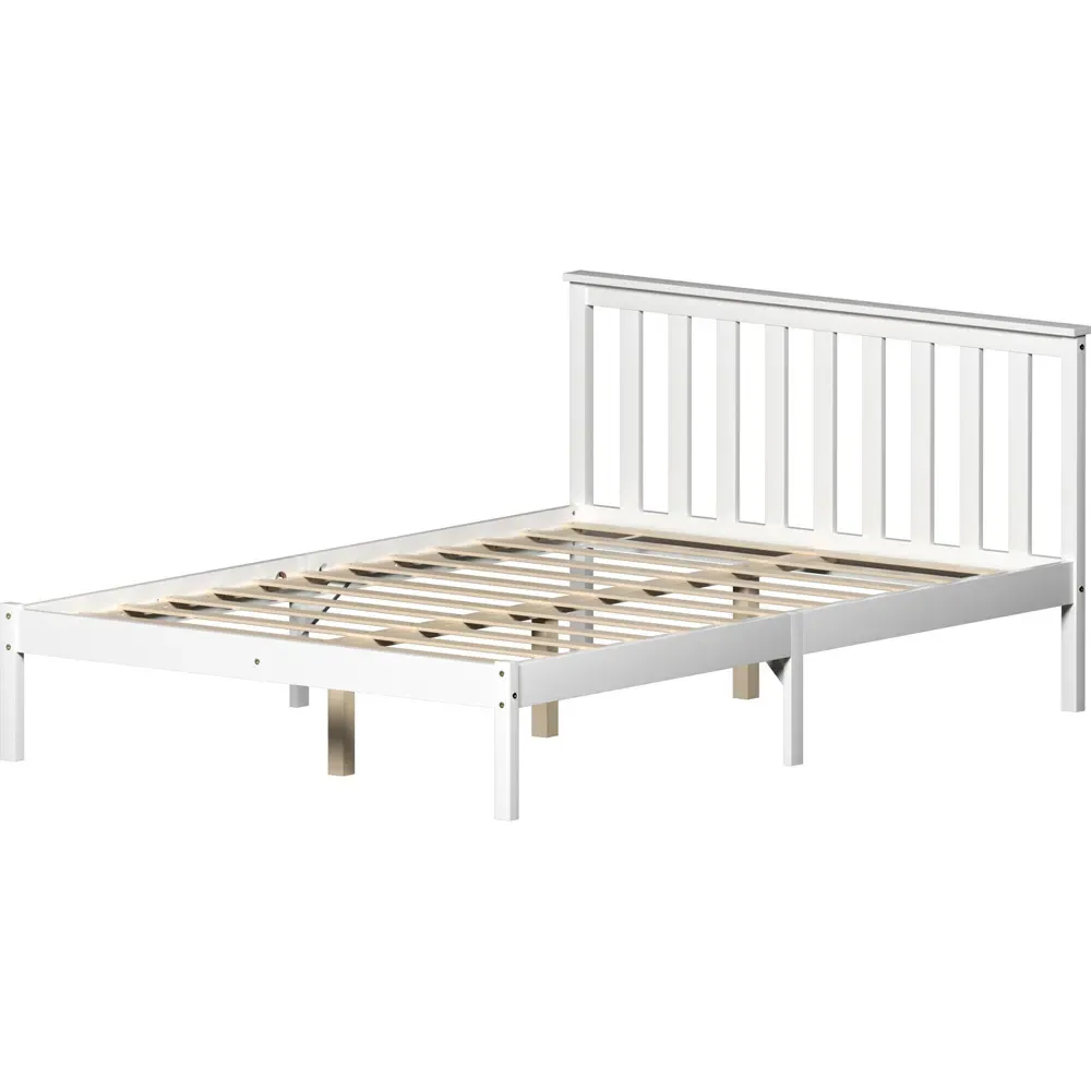 Milan Double Low Foot Bed Frame - White, Pine