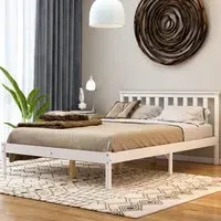 Milan Double Low Foot Bed Frame - White, Pine
