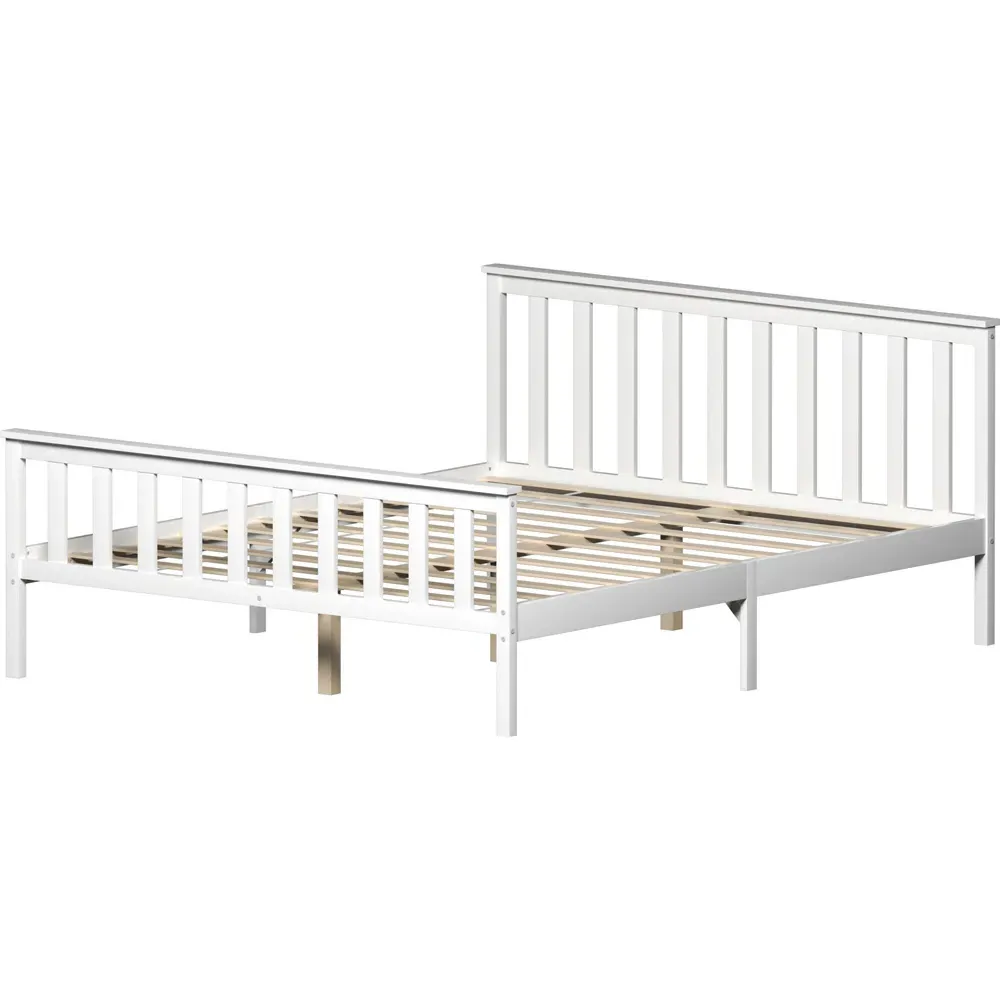 Milan King Size High Foot Bed Frame - White, Pine