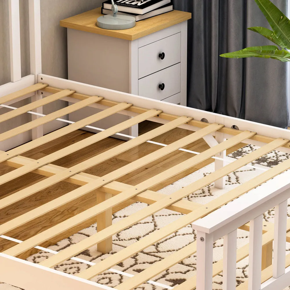 Milan King Size High Foot Bed Frame - White, Pine