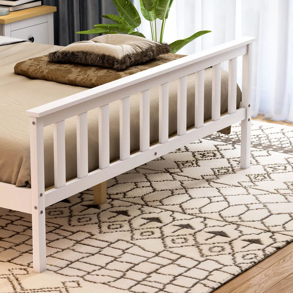 Milan King Size High Foot Bed Frame - White, Pine