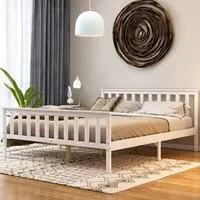 Milan King Size High Foot Bed Frame - White, Pine