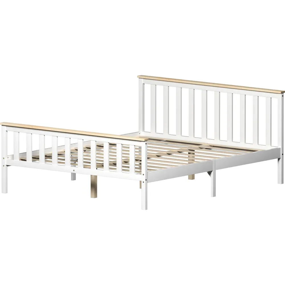 Milan King Size High Foot Bed Frame - White, Pine