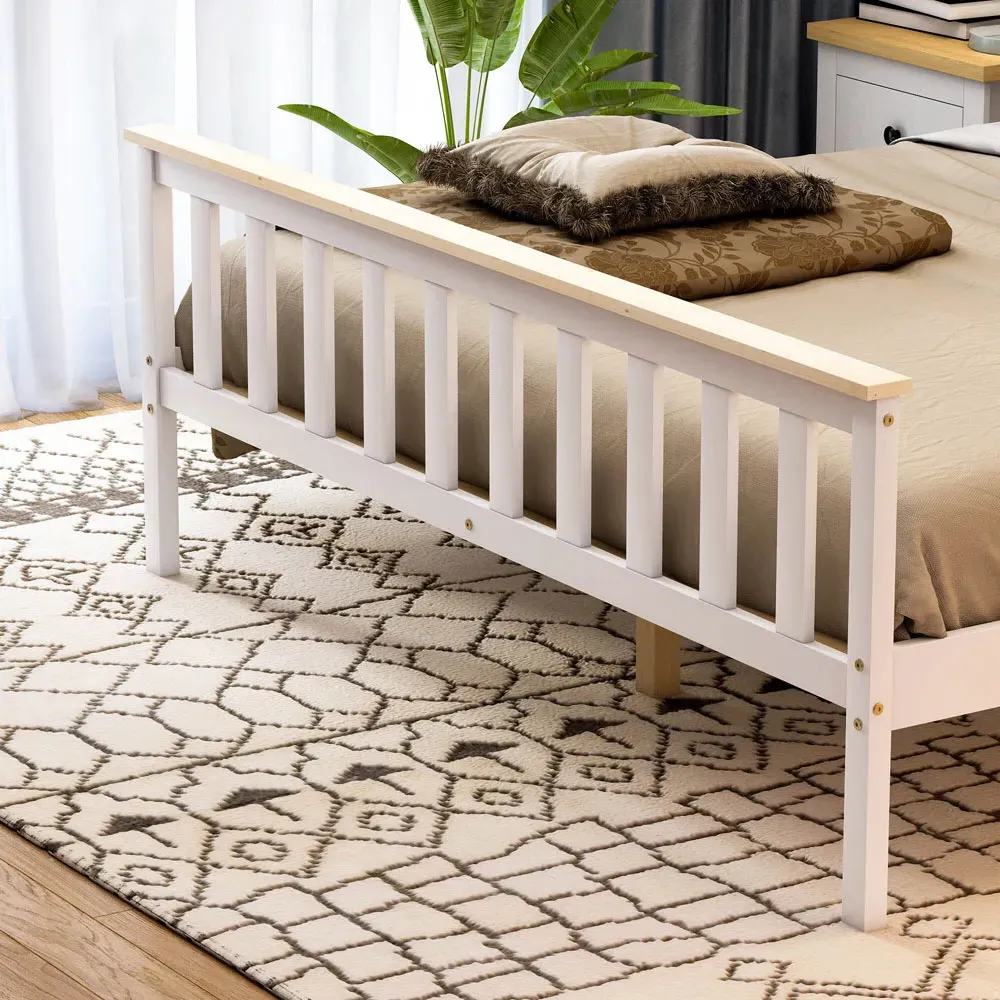 Milan King Size High Foot Bed Frame - White, Pine