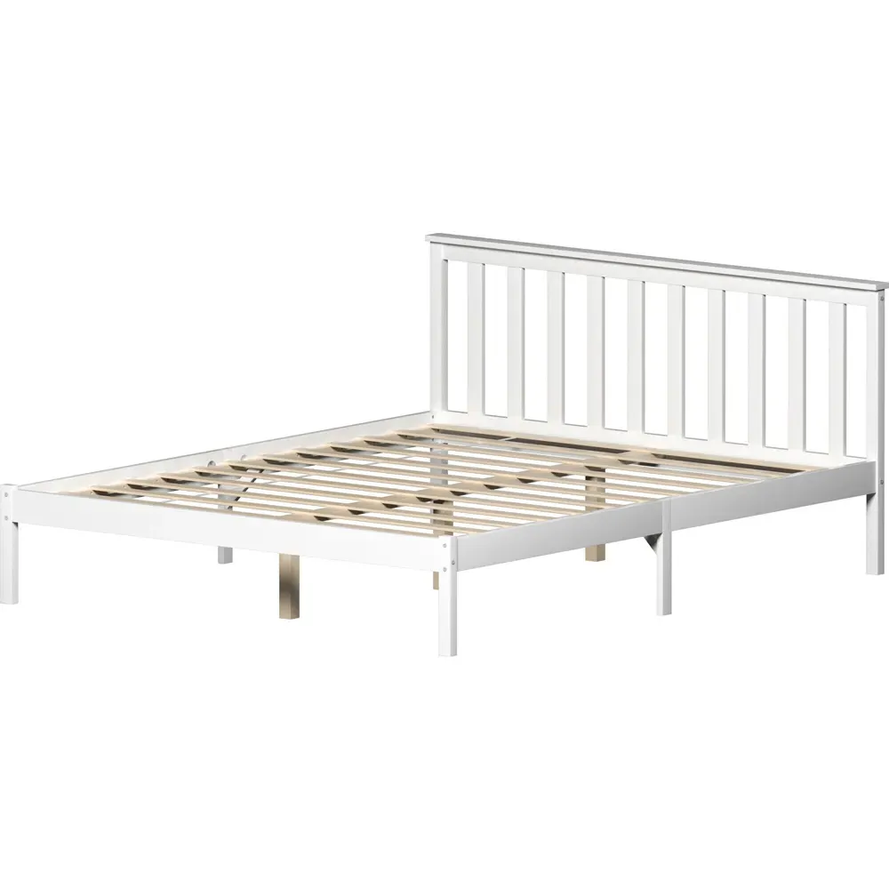 Milan King Size Low Foot Bed Frame - White, Pine