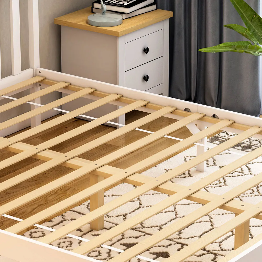 Milan King Size Low Foot Bed Frame - White, Pine