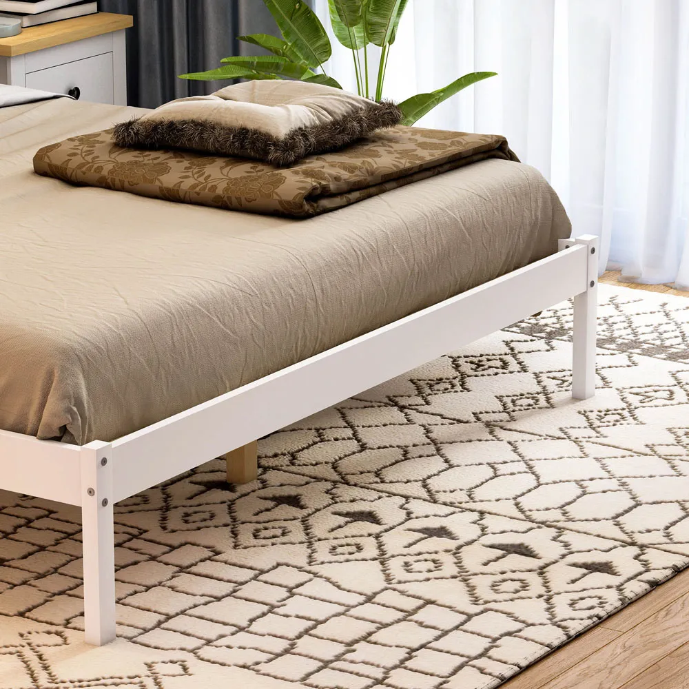 Milan King Size Low Foot Bed Frame - White, Pine