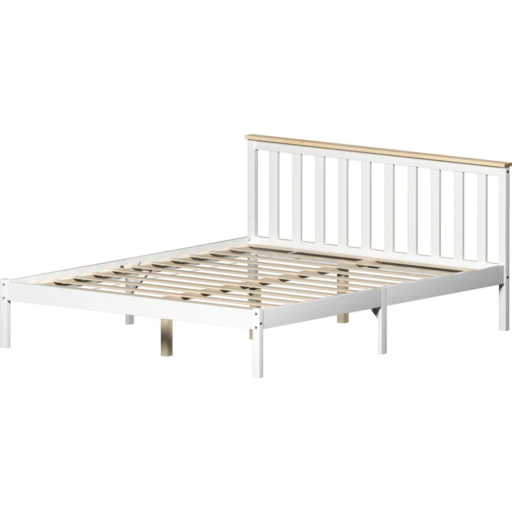 Milan King Size Low Foot Bed Frame - White, Pine