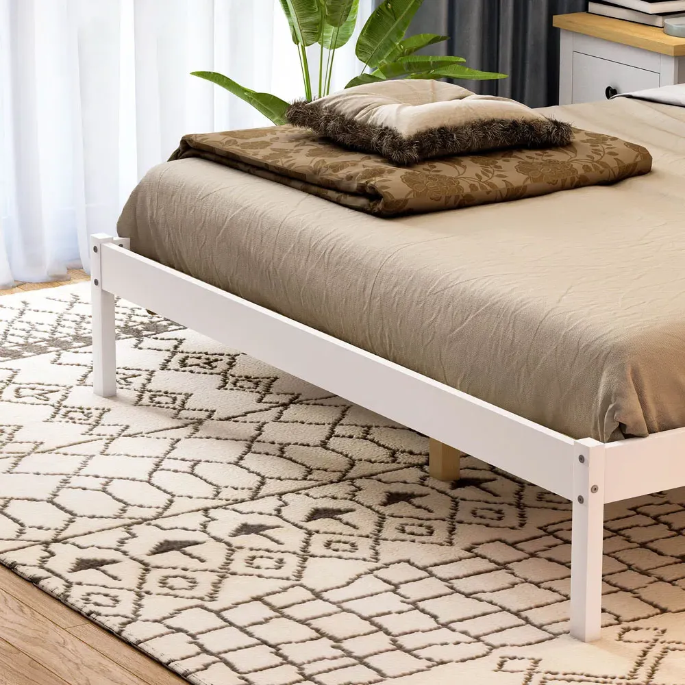 Milan King Size Low Foot Bed Frame - White, Pine